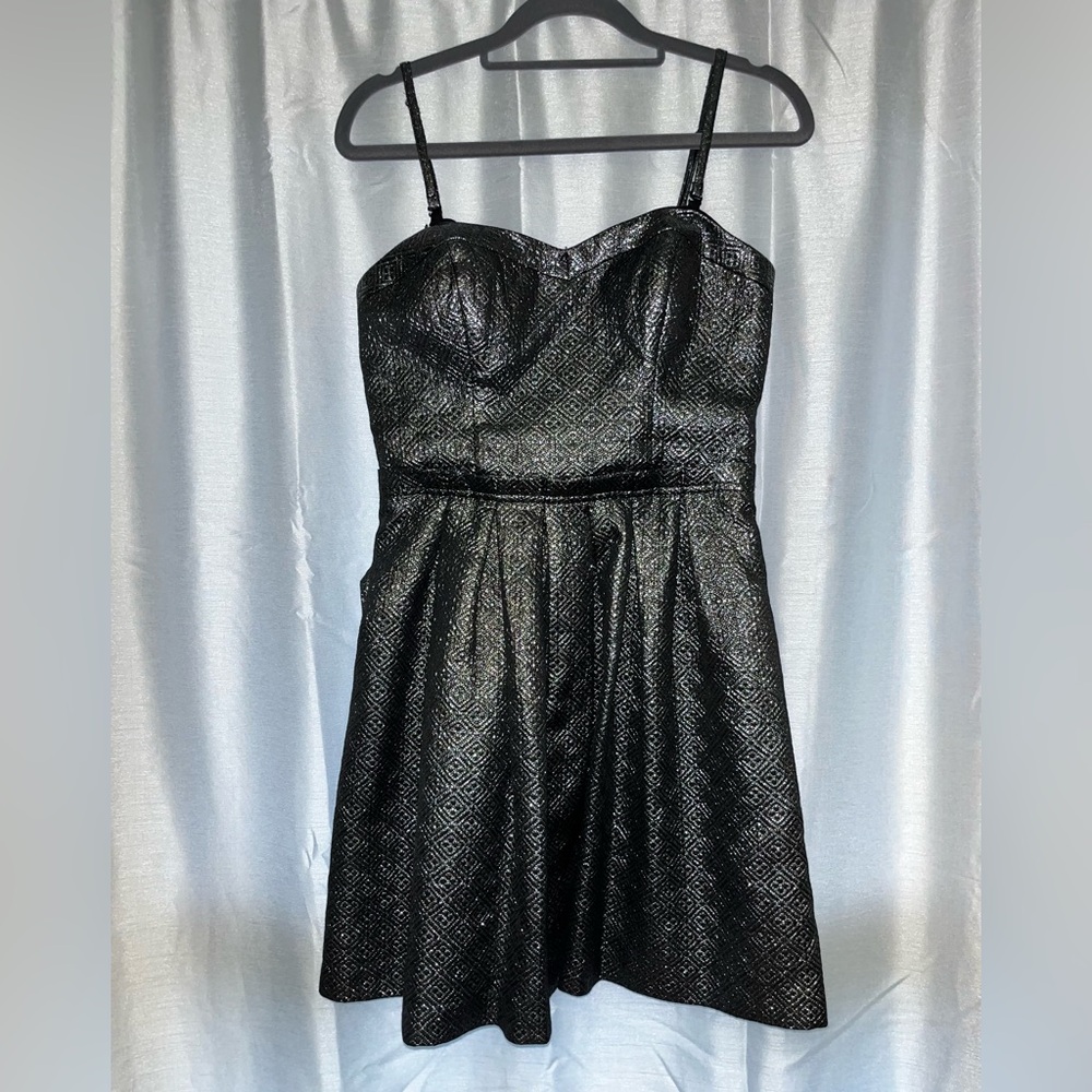 Guess Gunmetal shimmer embossed fit and flare cocktail dress - Picture 1 of 5
